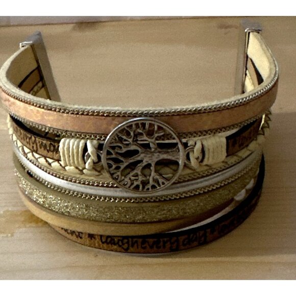 Inspirational Quotes Multi Layer Wrap Bracelet Tree Of Life Magnetic Boho Campus - Picture 1 of 5